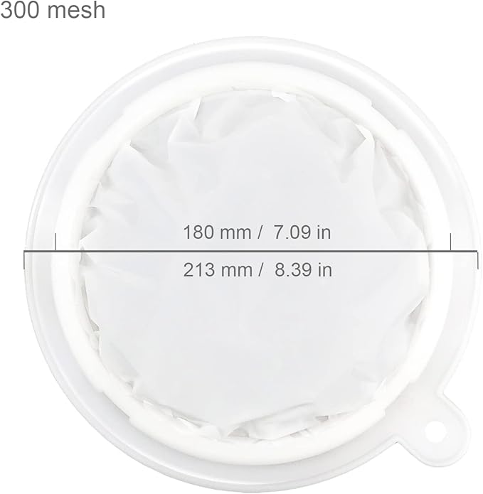 8.4in 300 Mesh Big Nylon Straining Sieve Filter Ultra-Fine Sediments Mesh Strainer for Straining Wine,Well Water,Oil
