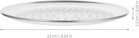 VINTORKY Perforated Pizza pan Stainless Steel Baking pan Stainless Steel Pizza pan Non Stick Frying Pans Stainless Steel Skillet Household Baking Tray Non- Stick Pizza Pan Round Baking Tray, 23x23cm