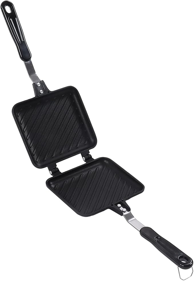 CHICIRIS Breakfast Sandwich Maker, Non Stick Sandwich Toaster Panini Press Stove Top Double Sided Baking Pan with Easy Grip Handle, Grid Pattern