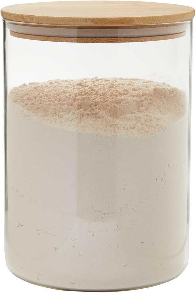 Juvale Flour Sugar Storage Containers - 2-Pack, 100 oz, Clear Glass Jars - Airtight Pantry Organizer & Countertop Food Storage - Rice Container & Spice Jar
