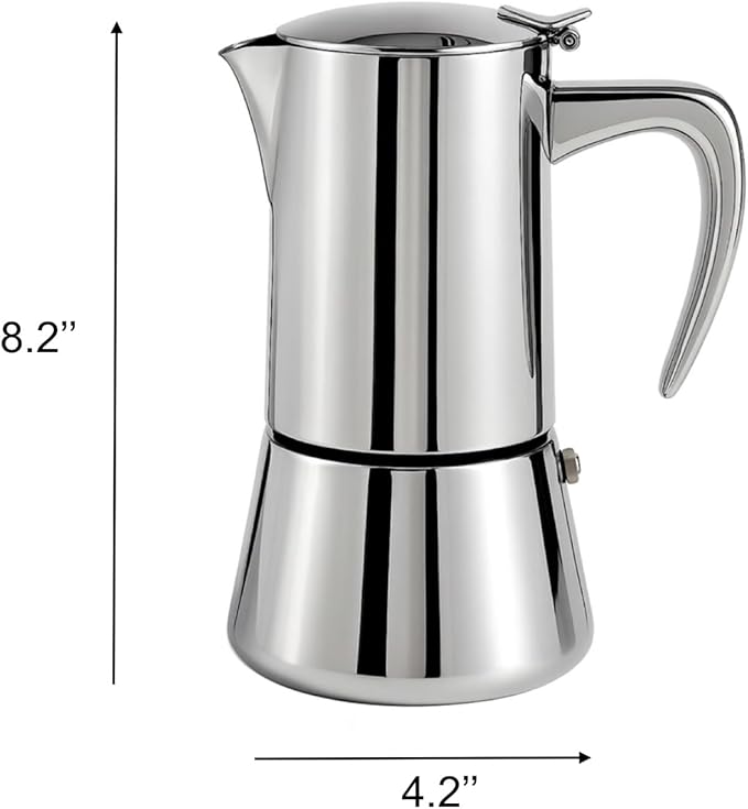 Natier Stainless Steel Stovetop Espresso Maker – Italian Moka Pot, Induction Compatible Espresso Coffee Maker with Safety Valve (6 Cups)