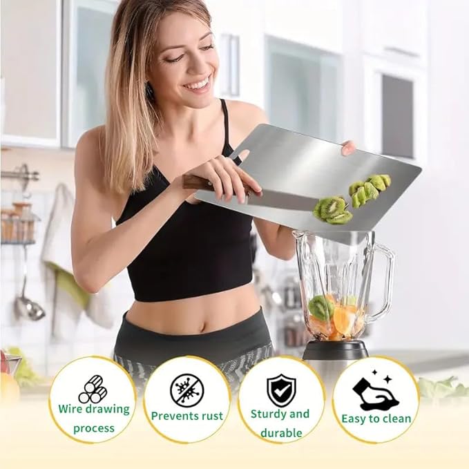 Katuchef Titanium Cutting Board - New Upgrade 100% Pure Titanium Cutting Boards for Kitchen Double Sided Non Toxic Cutting Board,Hygiene Durable Dishwasher Safe Chopping Board (11.4IN*7.9IN)
