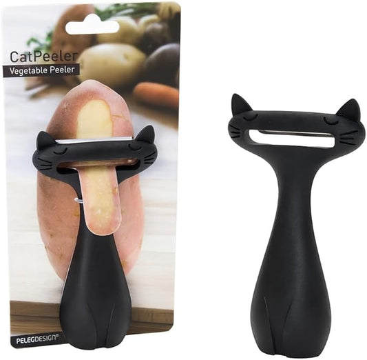 Peleg Design CatPeeler Cute Vegetable Peeler, Cat Design Peeler for Potato Carrot Fruit, Kitchen Utensil Décor (Black)