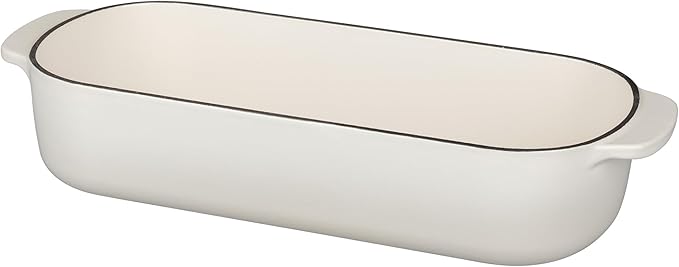 EDGING CASTING Enameled Cast Iron Loaf Pan with Lid, Bread pan, Dutch Oven Bread pan for Homemade Sourdough Bread Baking, 12.5x5.5 inch, 5qt, White