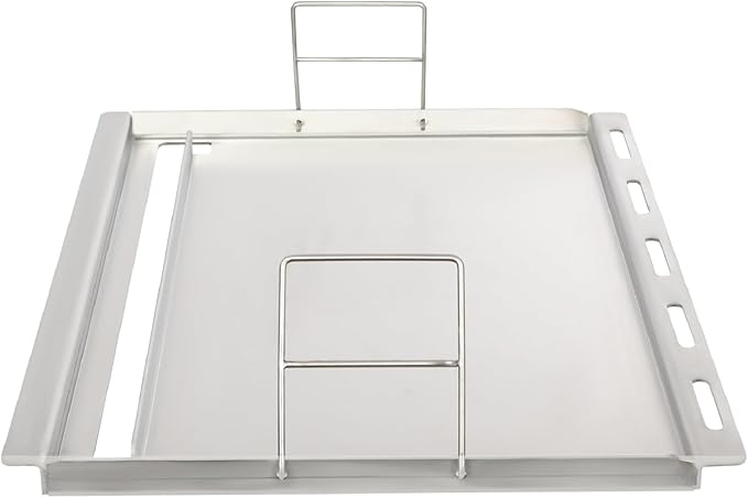 25" x 20" Stainless Steel Griddle Insert for Gas Grill, Flat Top Plate Insert with Grease Drain Hole and Removable Handles for Gas and Charcoal Grills, Camping and Parties