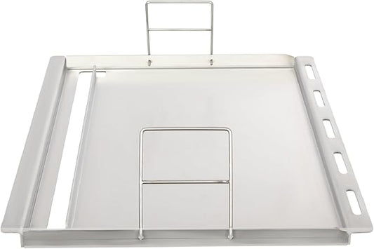 25" x 20" Stainless Steel Griddle Insert for Gas Grill, Flat Top Plate Insert with Grease Drain Hole and Removable Handles for Gas and Charcoal Grills, Camping and Parties