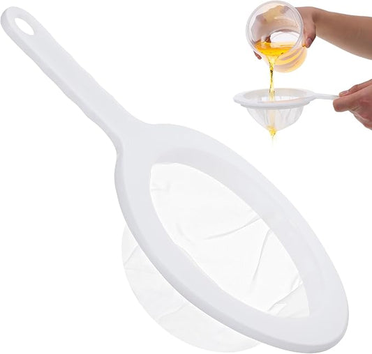 2 Pcs Fine Mesh Strainer, Nylon Strainer for Juice, Fine Mesh Sieve Meshes Strainers with Non-Slip Handle and Hanging Hole for Juicing Coffee Nut Milk Butter Milk and Yogurt (120 Mesh)