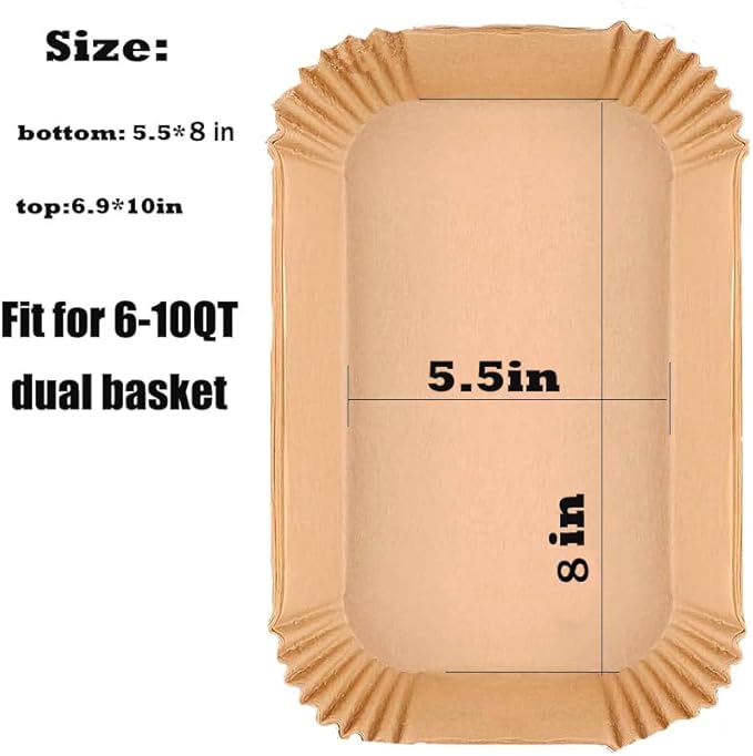 M-bestl 250 Pcs Air Fryer Liners Disposable,Food Grade Wood Pulp Parchment Paper Liners for Ninja DZ201 Dual Basket,Oil-proof& Non-stick(8.1x5.5 Inch,250Pcs)