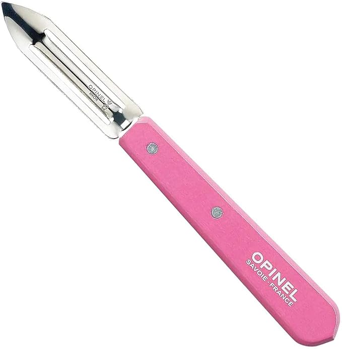 OPINEL Essential No.115 Peeler, Hornbeam Wood Handles, Made in France (Pink)