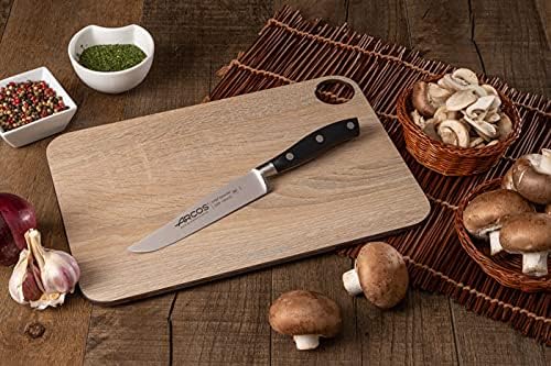 Arcos Kitchen Knife 6 Inch - Nitrum Stainless Steel and 150 mm blade.Professional Kitchen Knife for Cooking. Ergonomic Polyoxymethylene POM Handle. Series Riviera Blanc. Color Black