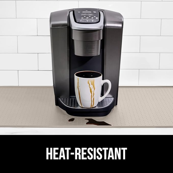 GORILLA GRIP Silicone Coffee Mat, 18x28, Espresso Machine Bar Accessories, Keep Kitchen Counters Clean, Stays in Place, Waterproof and Heat Resistant Dish Drying Mats, Home Decor Essentials, Almond
