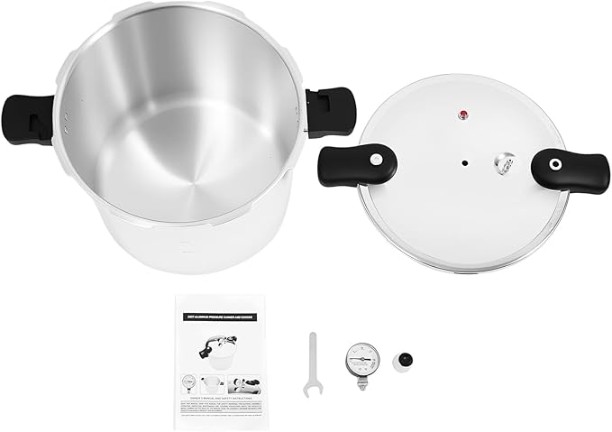 CRYBY 90Kpa Thickened Explosion-Proof Pressure Cooker, Cylindrical Pressure Tank Pressure Canner Rice Cooker with Steam Gauge, Manual Multipurpose Pot for Kitchen Steaming & Stewing, Capacity 23Qt