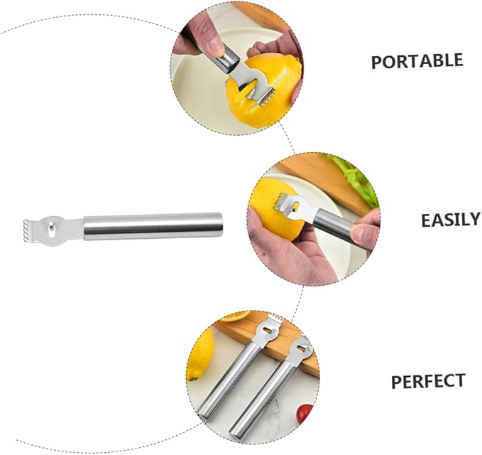 3pcs Stainless Steel Lemon Shaving Scraper Vegetable Peeler Fruit Peeler Grater Lightweight Portable