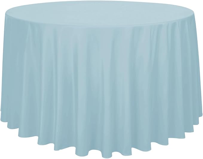 Obstal 210GSM Round Table Cloth, Oil-Proof Spill-Proof and Water Resistance Microfiber Tablecloth, Decorative Fabric Circular Table Cover for Outdoor and Indoor Use (Dusty Blue, 108 Inch Diameter)