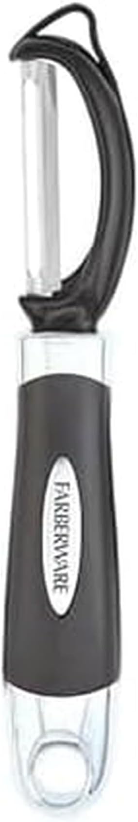 Farberware Euro Peeler, a Kitchen Essential for Quick and Easy Peeling of Produce, Chocolate, Cheeses and More. Features Hang-Hole for Easy Storage, Dishwasher Safe, Black