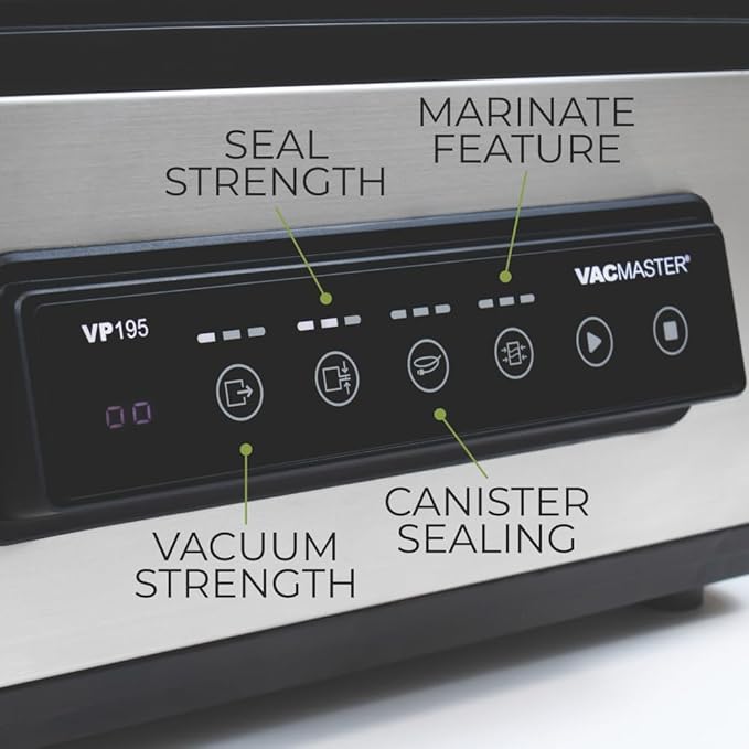 VacMaster VP195 Chamber Vacuum Sealer, 2-in-1 Sealing Power, Dual Function Chamber & External Sealing, Internal for Pouches 12"x12", External for Textured Pouches 12" & Longer, Stainless Steel