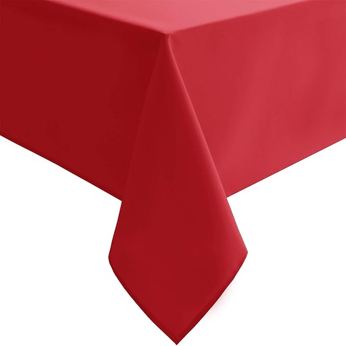Hiasan Red Rectangle Tablecloth - Waterproof and Spillproof Washable Fabric Christmas Table Cloth for Dining Room Kitchen and Outdoor Use, 60 x 84 Inch