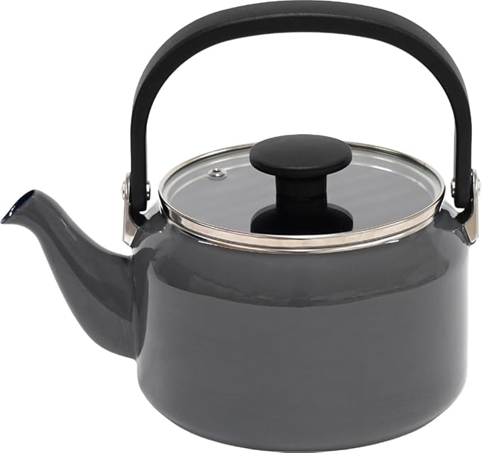 Fuji Enameled Glass Lid Kettle, 6.6 gal (2.0 L), Cool Gray AMZ-2.0K.CG