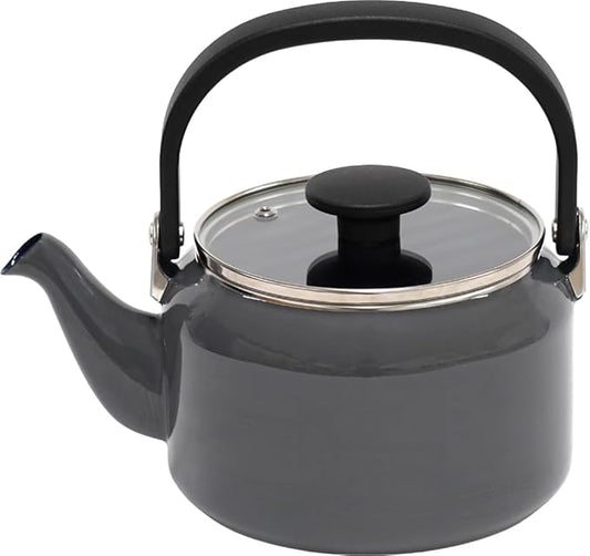 Fuji Enameled Glass Lid Kettle, 6.6 gal (2.0 L), Cool Gray AMZ-2.0K.CG