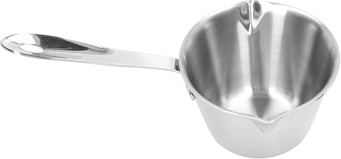 Jonlaki 304 Stainless Steel Milk Warmer Pot with Fast Heating, 2 Pour Spouts, Ideal for Melting, Chocolate, and Heating Sauces 200ML (200ML)