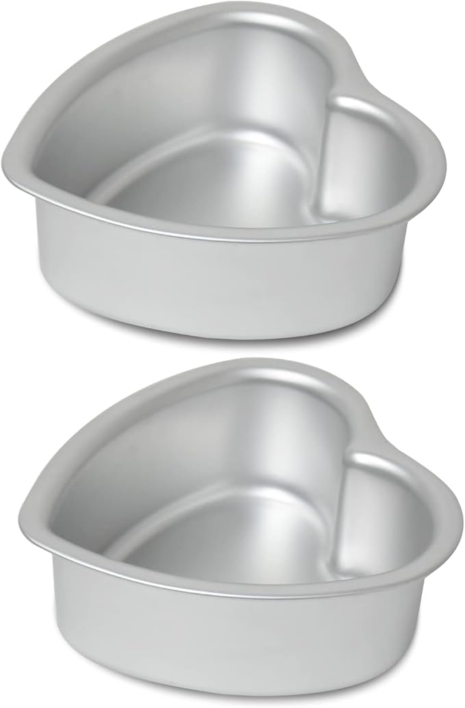 kefyixc Heart-shaped cake pan, heart-shaped cake tin, aluminum, 6-inch heart-shaped-pan, for weddings, parties, family and other occasions cake (6 x 3 Inch,Set of 2)