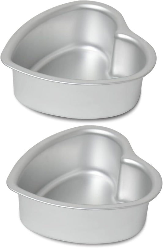 kefyixc Heart-shaped cake pan, heart-shaped cake tin, aluminum, 6-inch heart-shaped-pan, for weddings, parties, family and other occasions cake (6 x 3 Inch,Set of 2)
