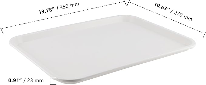 ZOENHOU 14 Pack 14 x 10 Inch Plastic Fast Food Tray,Rectangular Plastic Cafeteria Trays Serving Trays for Serving Food, White