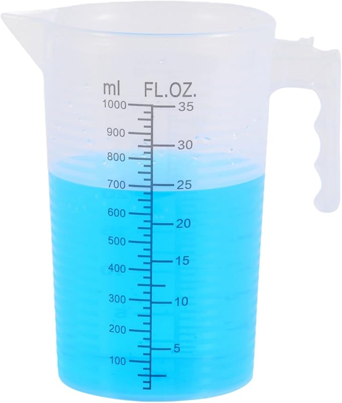 Large Measuring Measure Pitcher for Kitchen, 35oz/1000ml Transparent Plastic Container with Handle, Dual Scale Markings (35oz / 1000ml)