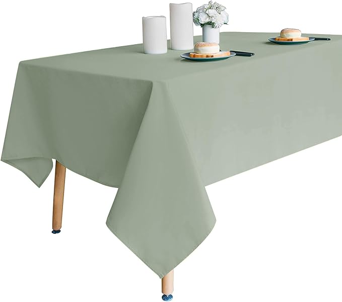 Obstal Sage Green Rectangle Table Cloth - Heavy Duty Water Resistance Polyester Tablecloth, Decorative Fabric Table Cover for Outdoor and Indoor Use, 60x84 Inch