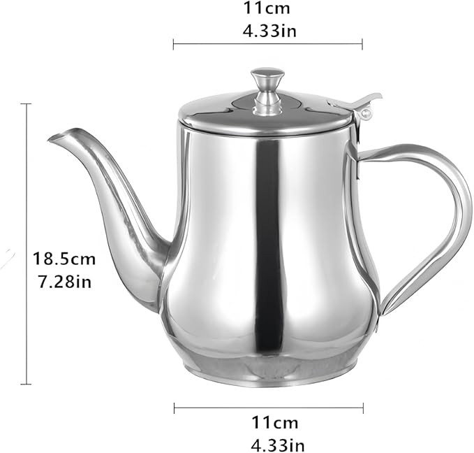 Stainless steel teapot, large capacity oil pot (2100 ml/71 oz), multi-purpose pot with built in filter