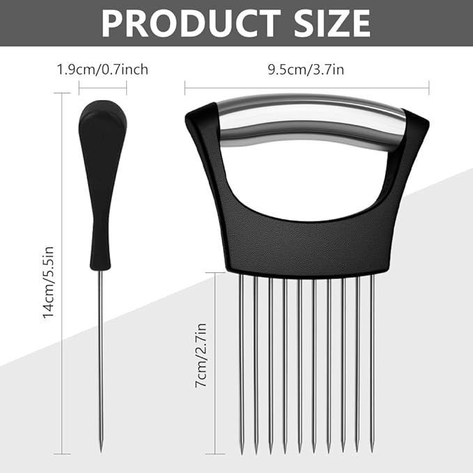 Onion Holder for Slicing, Stainless Steel Vegetable Slicer Cutter, Multifunctional Onion Slicing Tool for Tomato, Potato, Lemon, Meat, Easy Home Kitchen Chopper Assistant (1 Pack)