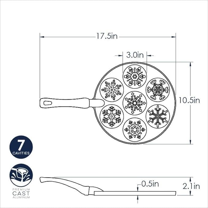 Nordic Ware Snowflake Pancake Pan Seven 3-Inch Cavities
