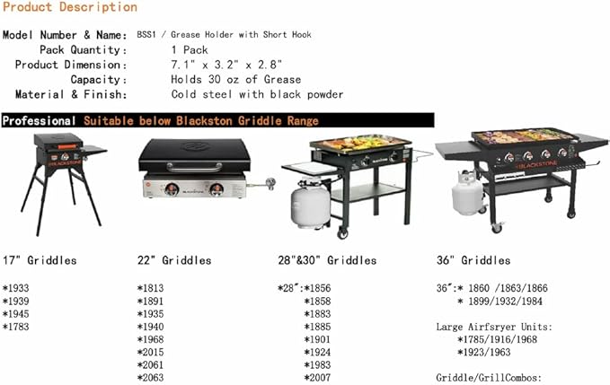 Firsgrill Professional Replacement Blackstone Griddle 17, 22, 28, 30 & 36 inches Grease Cup Foil Tray pan