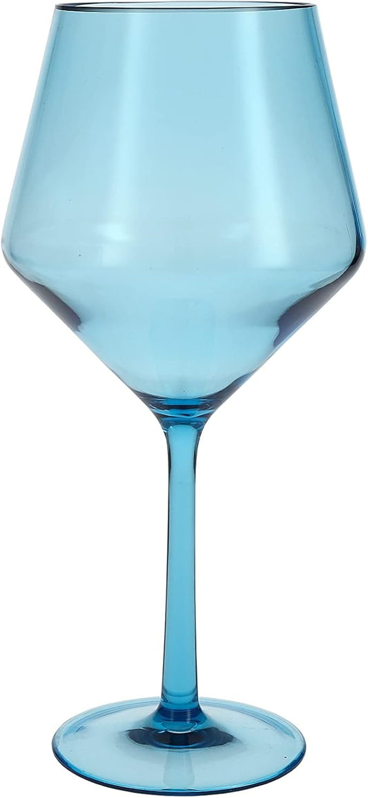 Fortessa Sole Outdoor Shatter Resistant BPA Free Premium Copolyester Plastic Drinkware 6 Pack, Blue Ether, Cabernet Glass