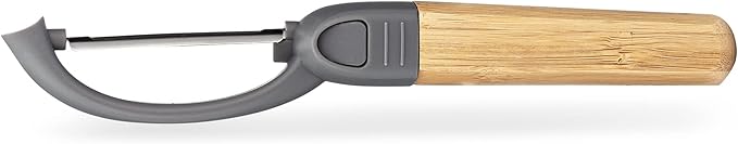 Full Circle Peel Good Collection Straight Peeler – Bamboo and Stainless Steel Fruit and Vegetable Peeler – Removable Swivel Head - Kitchen Tool for Carrots, Apples, Potatoes and More