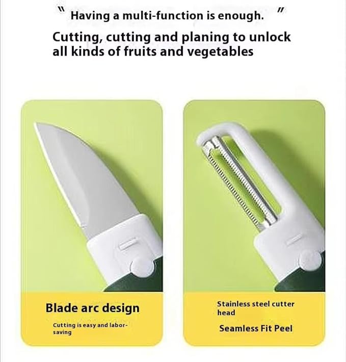 2 in 1 Vegetable Peeler And Knife Set with Safety Cover – Stainless Steel Potato Peeler, Fruit Peeler, Carrot Peeler, Cucumber Slicer – Camping & Travel