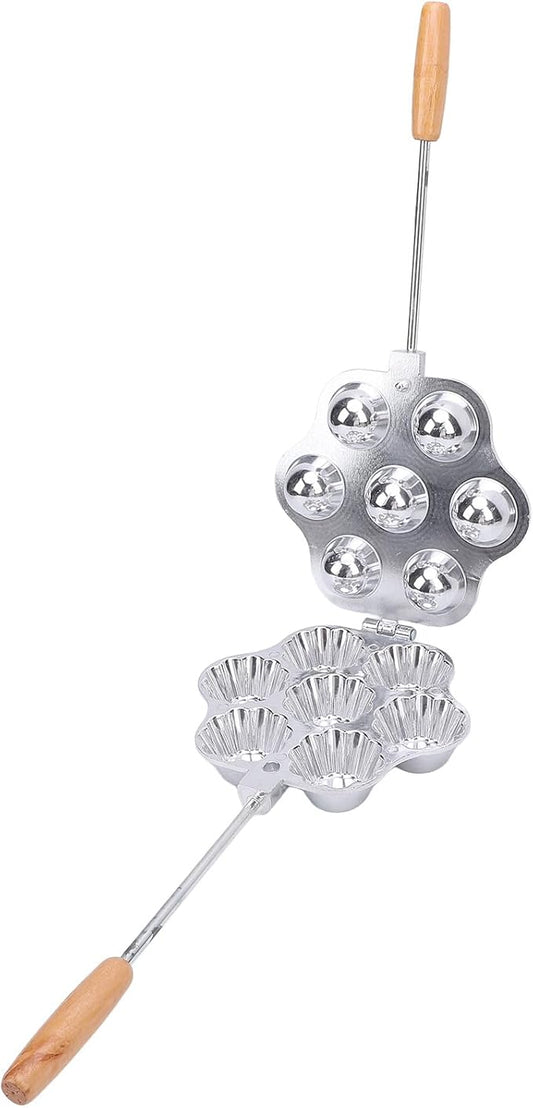 OEBUAFI 7 Holes Egg Tart Pan Aluminum Alloy Baking Tray with Handle for Pudding Muffin and Tartlets