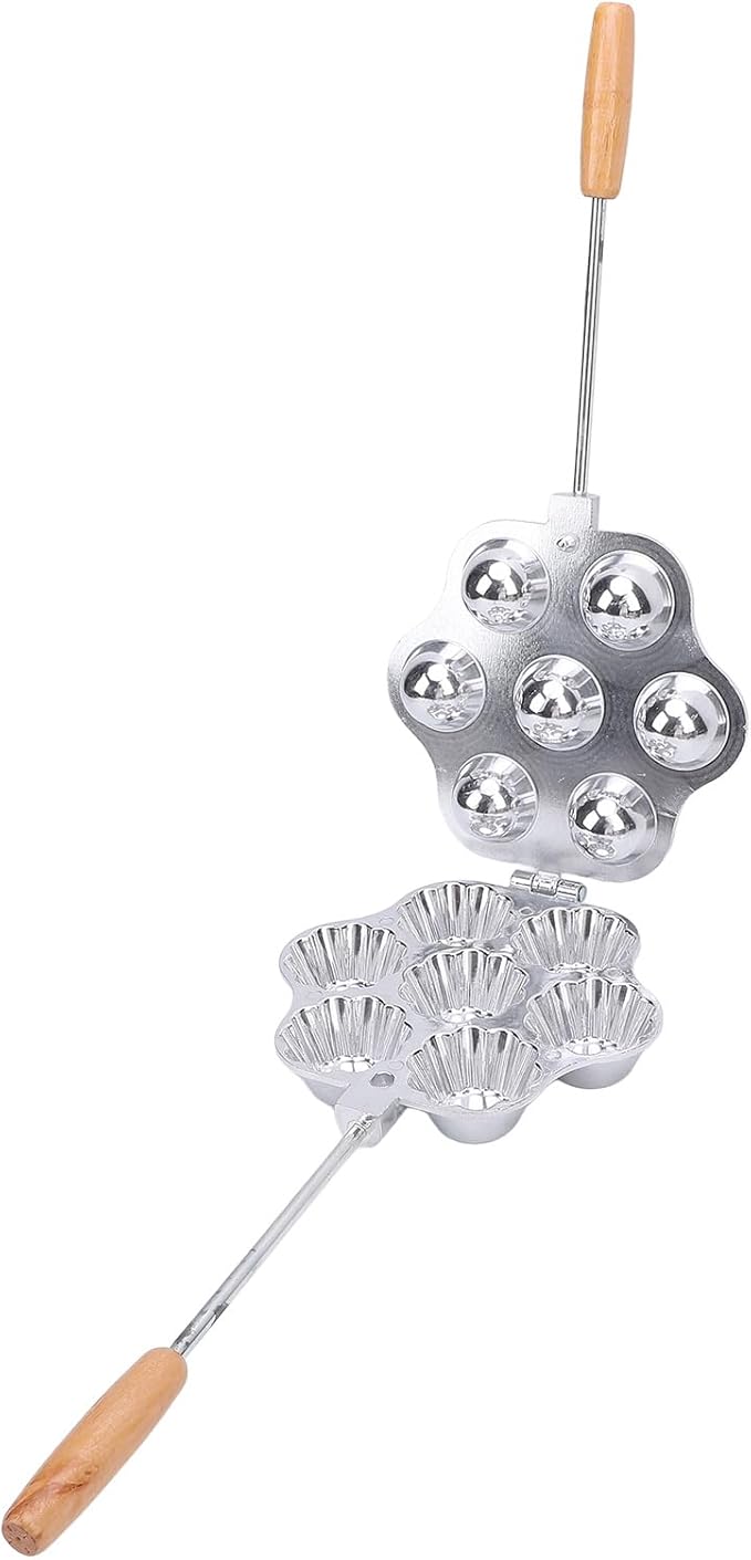 OEBUAFI 7 Holes Egg Tart Pan Aluminum Alloy Baking Tray with Handle for Pudding Muffin and Tartlets