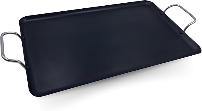 Nonstick Double Burner Griddle Pan for Stovetop - Heavy Gauge Aluminum Flat Grill for Even Heating, Extra Large 2-Burner Stovetop Griddle for Gas & Electric, Indoor/Outdoor Cookware