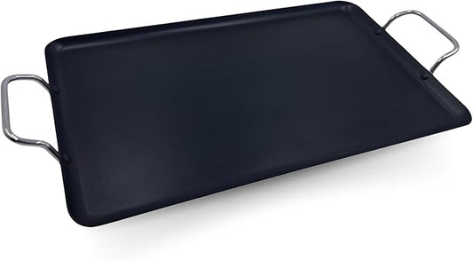 Nonstick Double Burner Griddle Pan for Stovetop - Heavy Gauge Aluminum Flat Grill for Even Heating, Extra Large 2-Burner Stovetop Griddle for Gas & Electric, Indoor/Outdoor Cookware