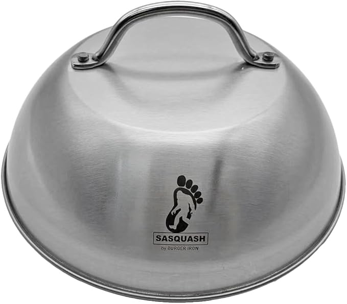 The Sasquash - 6" Heavy Duty Extra Wide Flat Handle Smashed Burger Press - Commercial Grade Welded Stainless Steel Burger Smasher (5pc Burger Master Kit)