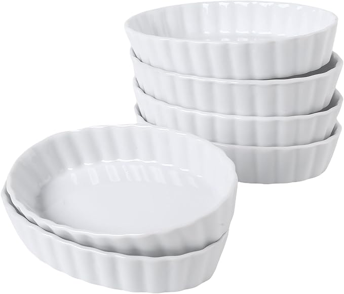 SumitlEyao 6pcs Pie Pan, Baking Pan Ceramic, Quiche Baking Dish, for Baking, Souffle Dishes, Oven Safe