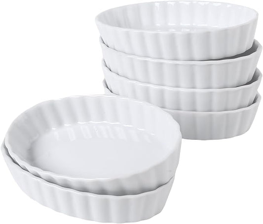 SumitlEyao 6pcs Pie Pan, Baking Pan Ceramic, Quiche Baking Dish, for Baking, Souffle Dishes, Oven Safe