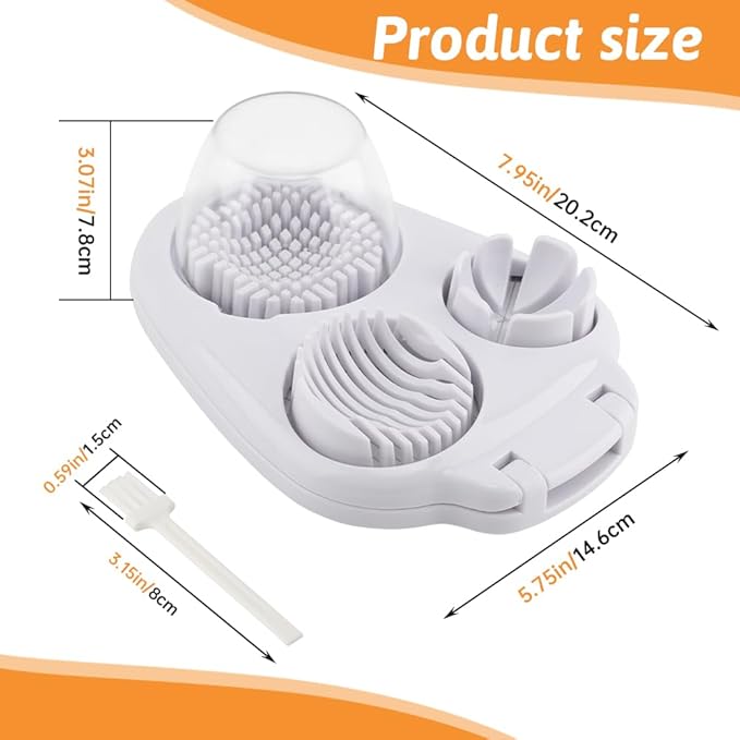3 In 1 Egg Slicer for Hard Boiled Eggs, 3 Slice Modes Stainless Steel Egg Cutter, Eggs Dicer Kitchen Chopper Tool for Eggs, Butter, Strawberry, Tomato, Mushroom, and Grape, Dishwasher Safe