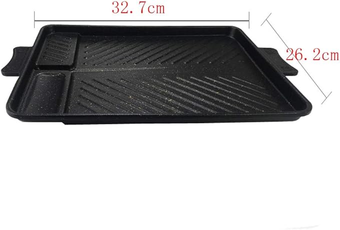 CHYIR Korean-Style Non-Stick Smokeless Rectangular Grill Pan Baking Tray Barbecue Plate for Indoor Outdoor BBQ