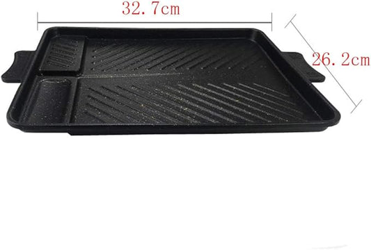 CHYIR Korean-Style Non-Stick Smokeless Rectangular Grill Pan Baking Tray Barbecue Plate for Indoor Outdoor BBQ