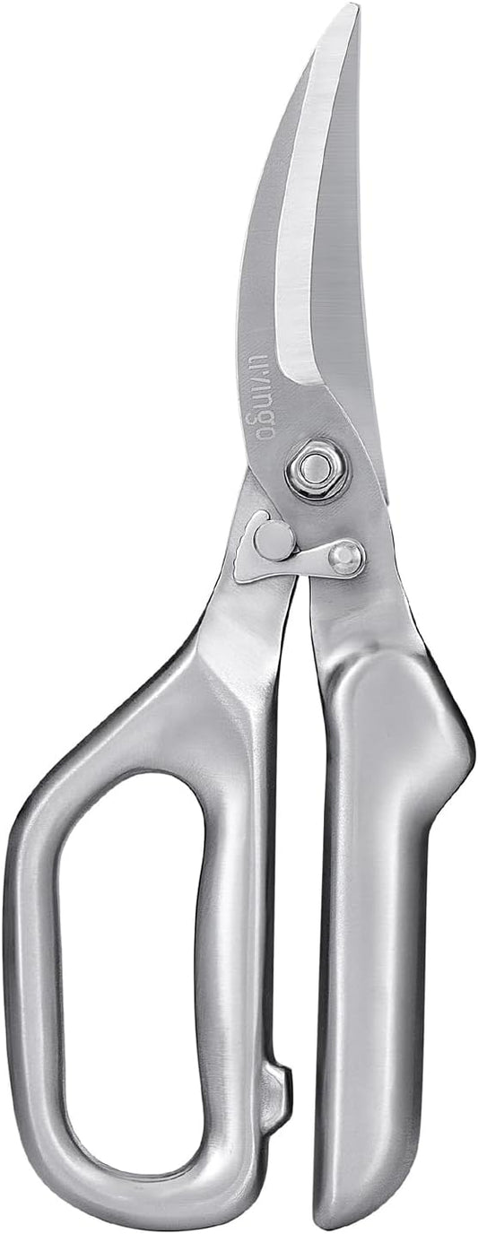 LIVINGO Kitchen Scissors - Heavy Duty Poultry Shears Sharp Cutting Food Chicken Bone Meat Vegetable for Cooking, Multipurpose Stainless Steel Utility Scissors, Safety Lock