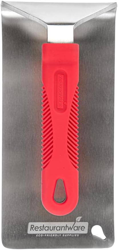 Restaurantware Met Lux 8.5 x 4.3 Inch Steak Press 1 Heavy-Duty Grilling Weight - 2.8 Pounds Flat Bottom 18/8 Stainless Steel Meat Press Dishwashable With Removable Silicon Handle