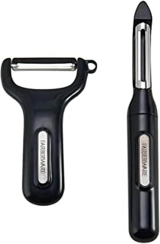 Farberware Professional Euro Peeler and Y-Peeler Set, 8-Inch and 5-Inch, Black
