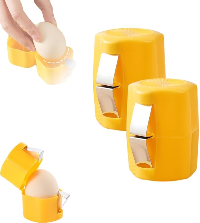 Egg Shell Opener, 2026 New Egg Cutter Egg Cracker Tool Multifunctional Egg Cutter Multipack, Upgrade Egg Peeler Separator for Raw Eggs Cracker Tool Cutter Kitchen Gadgets (2, Yellow)